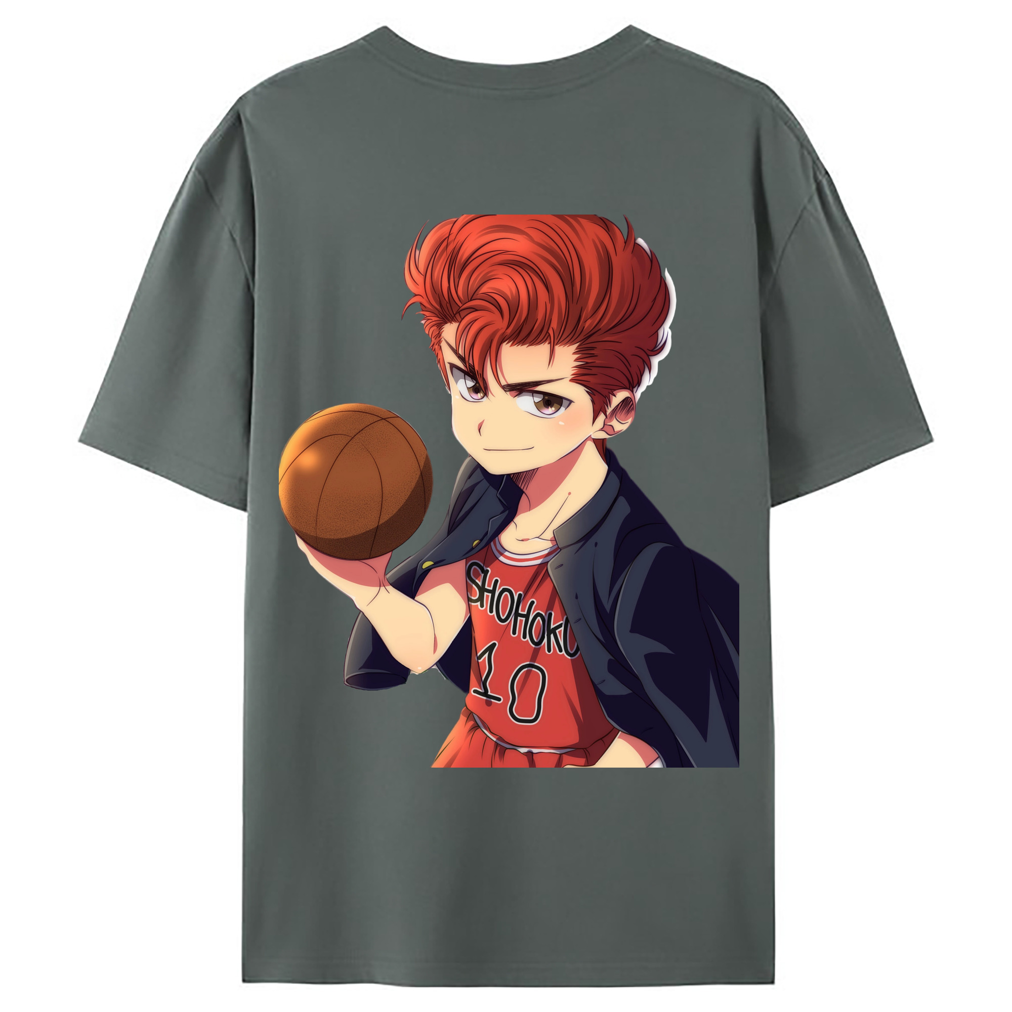 （画像用） SLAM DUNK／スラムダンク 綿100％ メンズ半袖Tシャツ（バックプリント） 通気性
